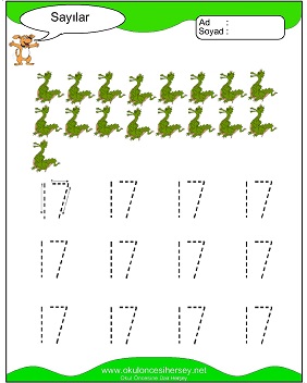 okul öncesi 1 sayısı çizgi çalışması